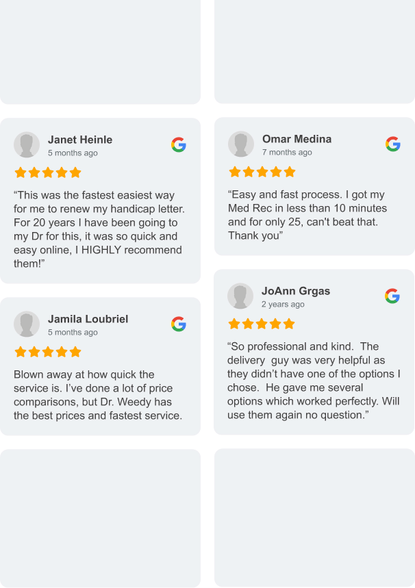 Real Reviews from Dr. Weedy's Patients
